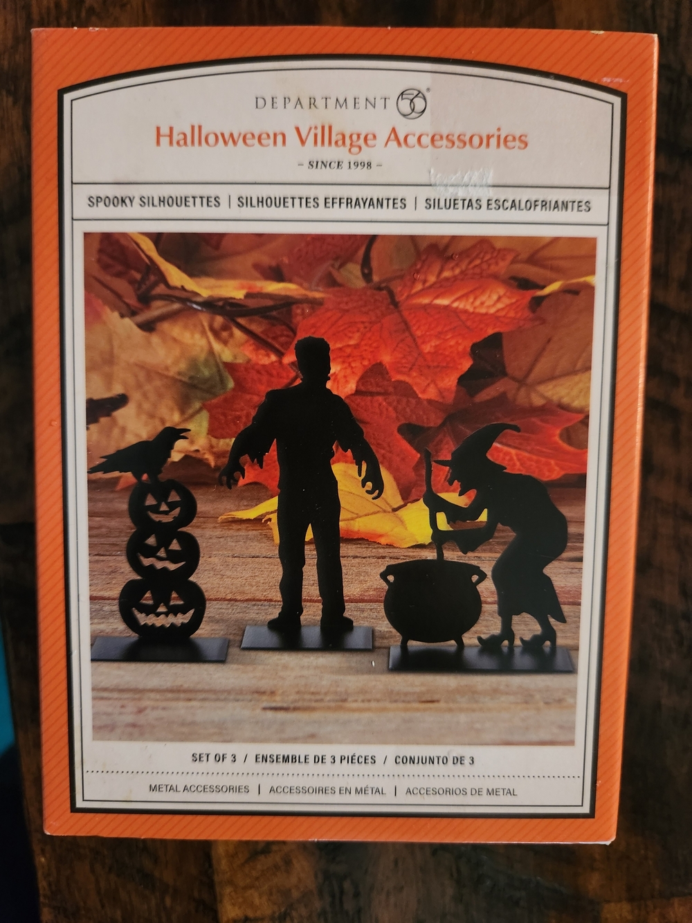 Department 56 Halloween 3 Piece Village Accessories Orange Black Brown